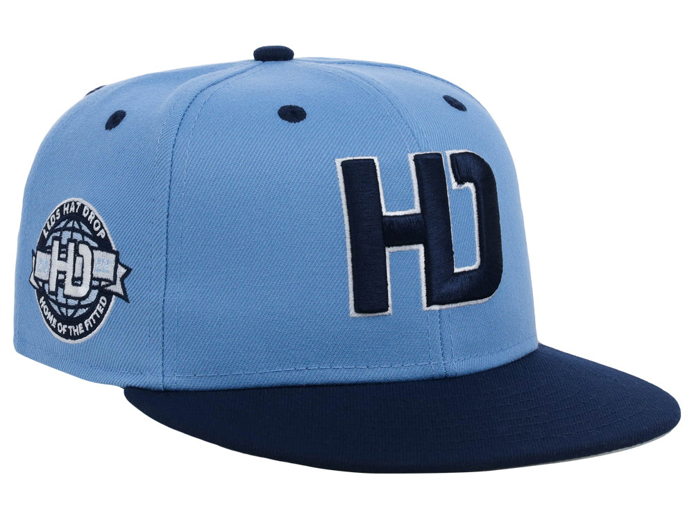 Lids Hat Drop Branded HD Fitted Cap Sky Blue/Navy/Sky Blue LidsHatDrop