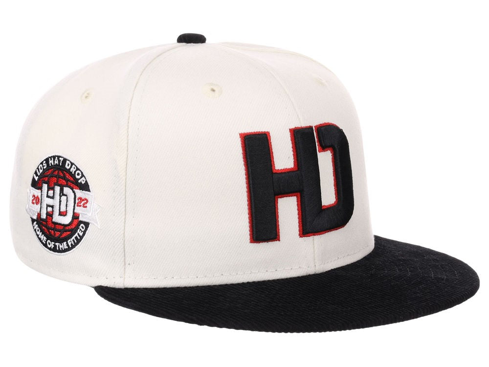 Lids Hat Drop Branded HD Fitted Cap Ivory/Black/Grey LidsHatDrop