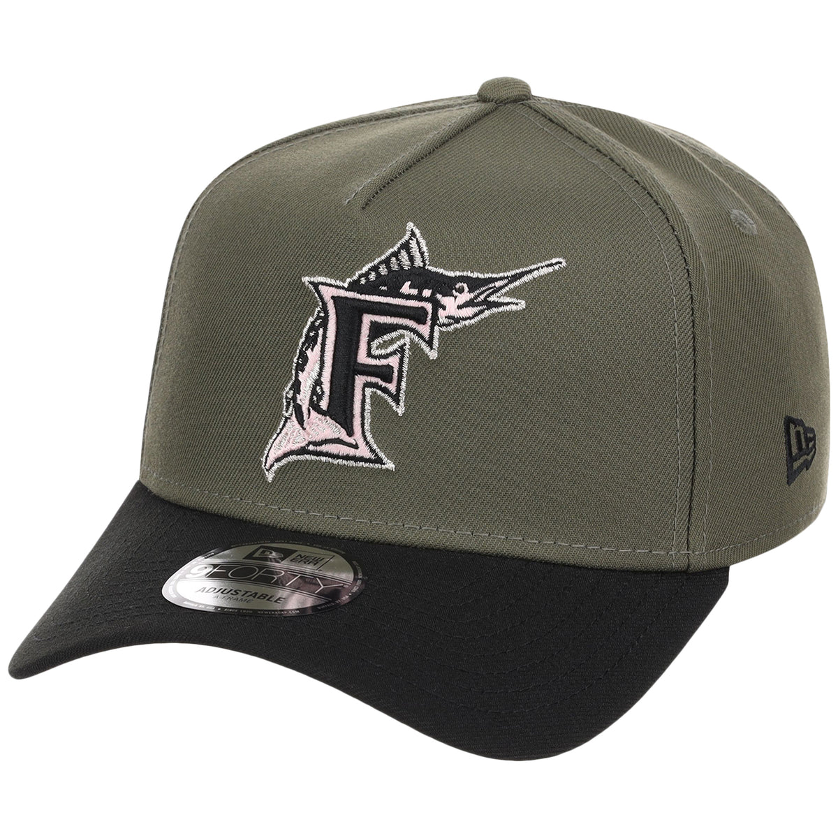 Miami Marlins MLB Olive x Black & Pink FASHION CORE New Era 9FORTY A-Frame
