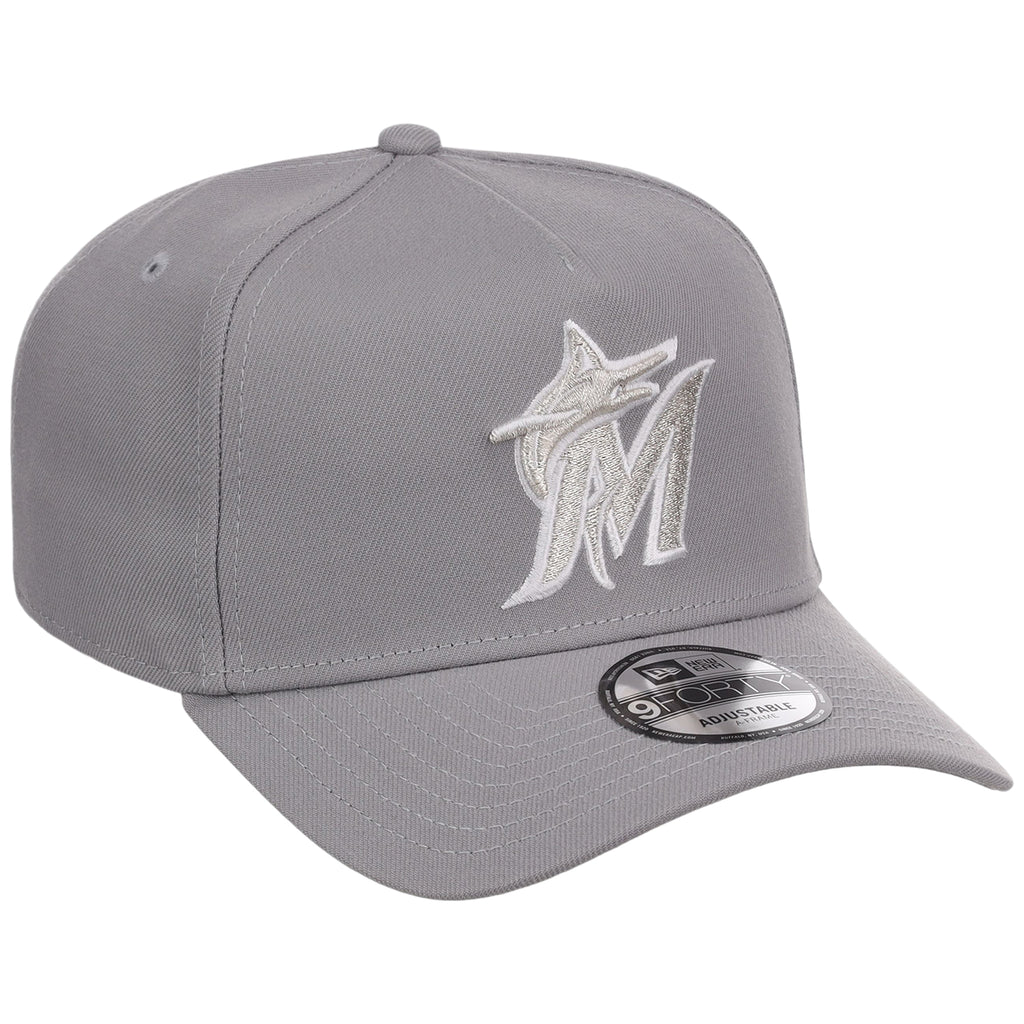 Miami Marlins MLB Gray x White FASHION CORE New Era 9FORTY A-Frame