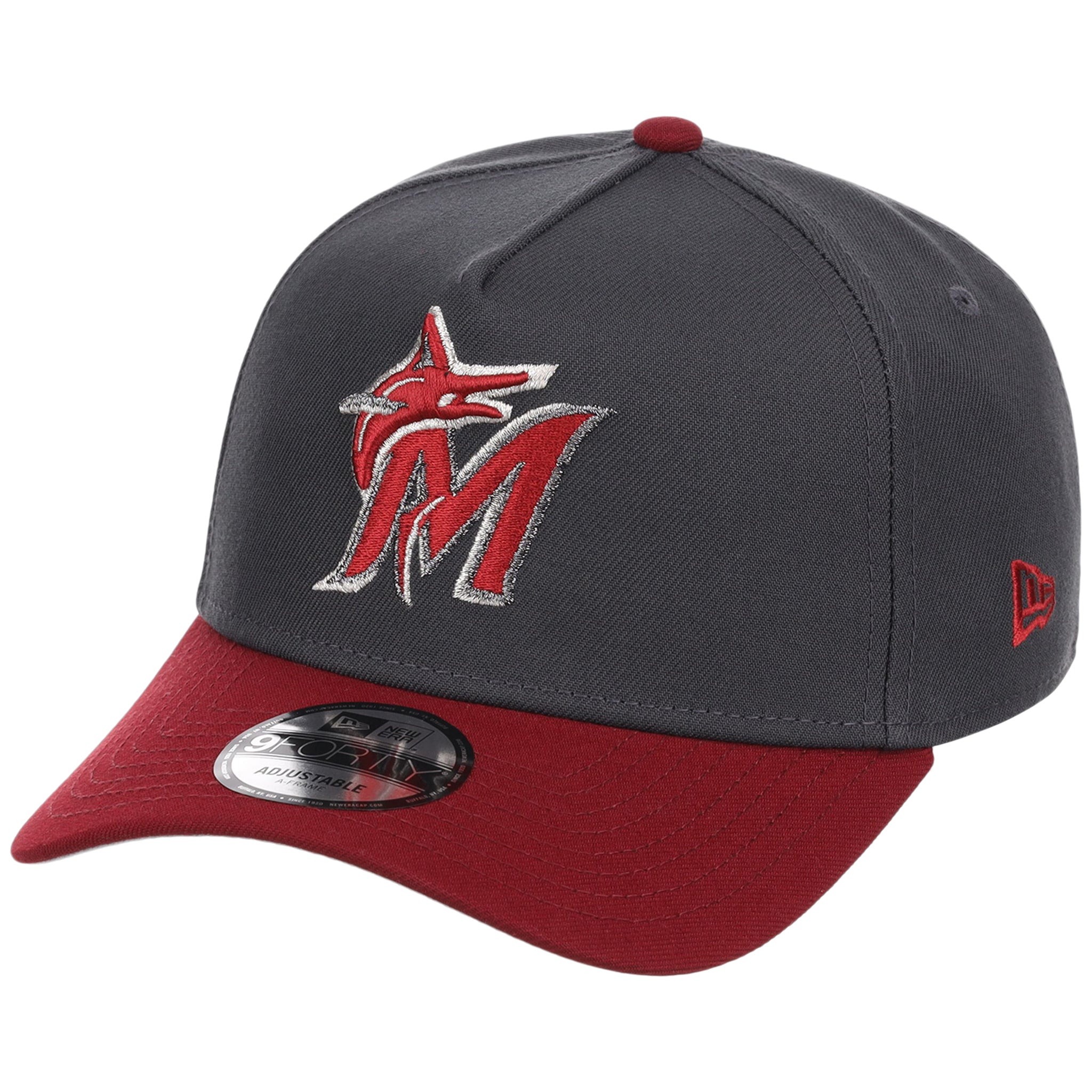 Miami Marlins MLB Graphite x Cardinal FASHION CORE New Era 9FORTY A-Frame