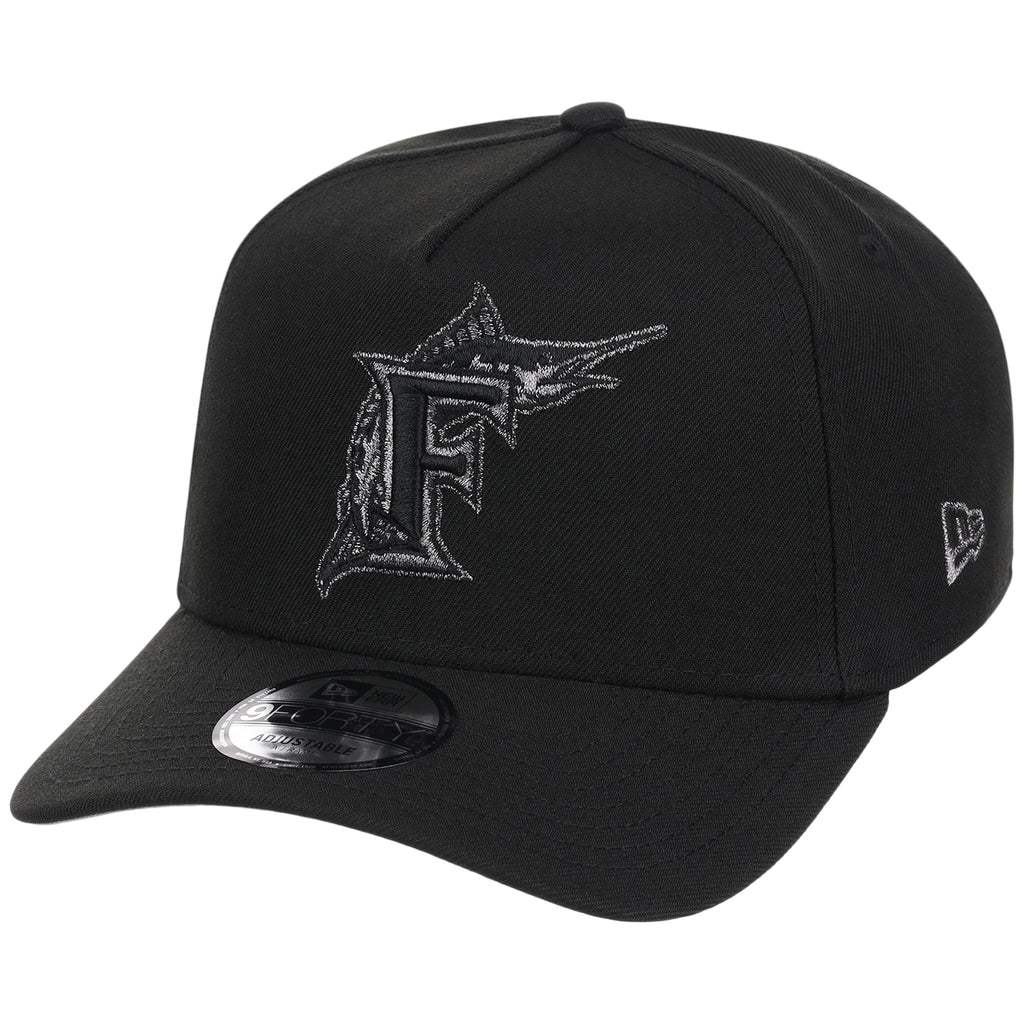Miami Marlins MLB Black x Pewter FASHION CORE New Era 9FORTY A-Frame