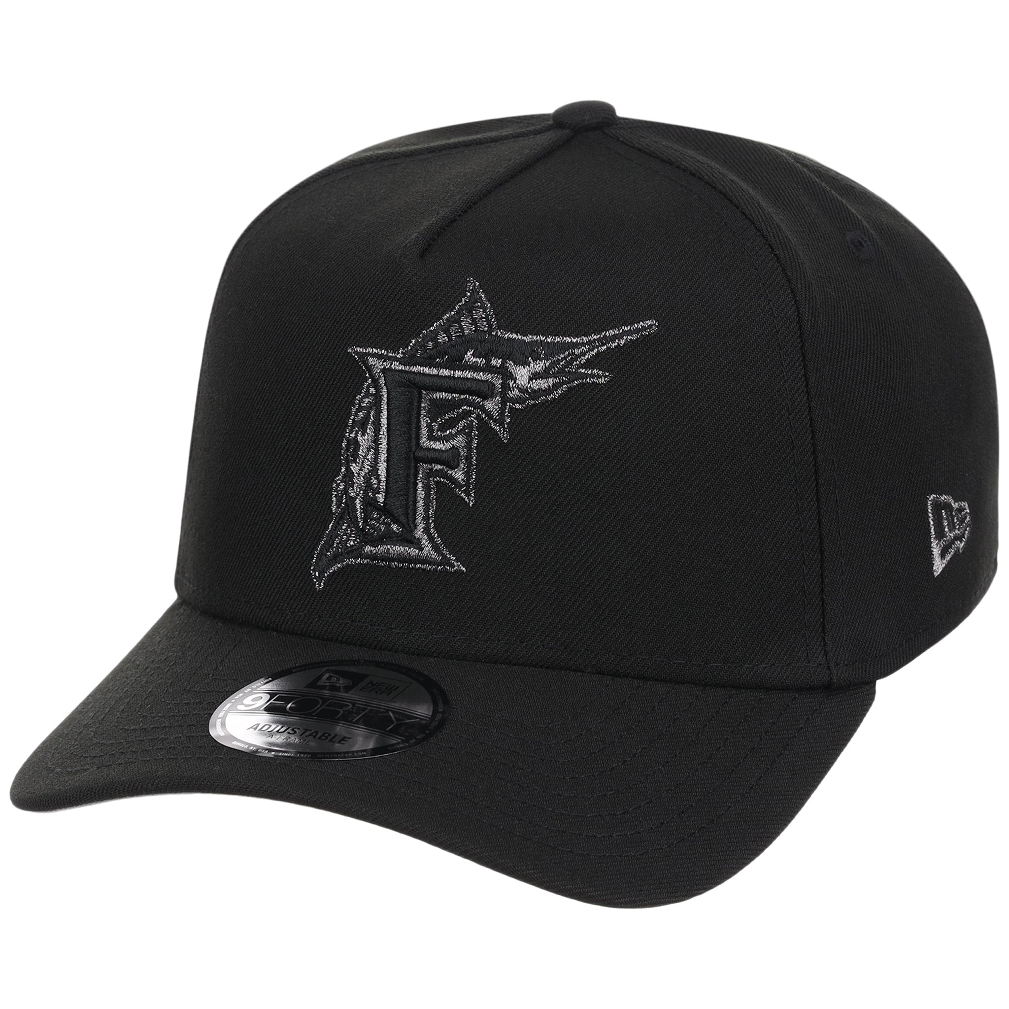 Miami Marlins MLB Black x Pewter FASHION CORE New Era 9FORTY A-Frame