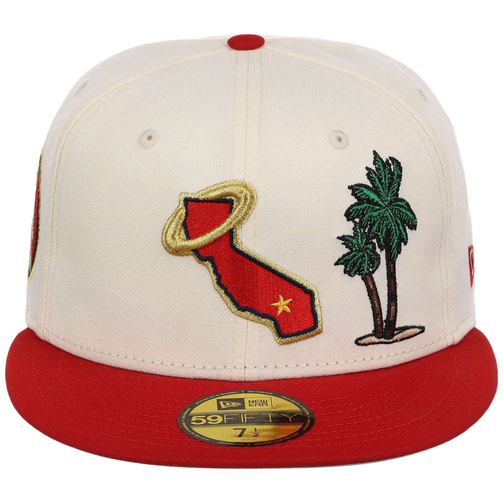 California Angels Crown the City New Era 59FIFTY Palm Tree (Chrome/Red/Gray)