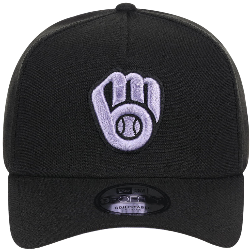 Milwaukee Brewers MLB Black x Lavender FASHION CORE New Era 9FORTY A-Frame