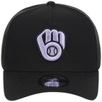 Milwaukee Brewers MLB Black x Lavender FASHION CORE New Era 9FORTY A-Frame