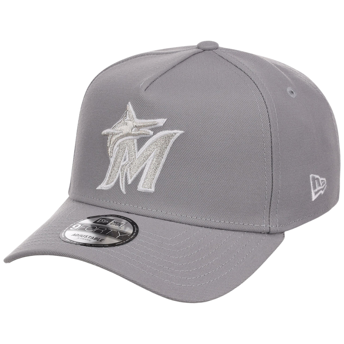 Miami Marlins MLB Gray x White FASHION CORE New Era 9FORTY A-Frame
