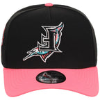Florida Marlins MLB Flipmode 2.0 New Era 9FORTY A-Frame (Black/Pink/Gray)