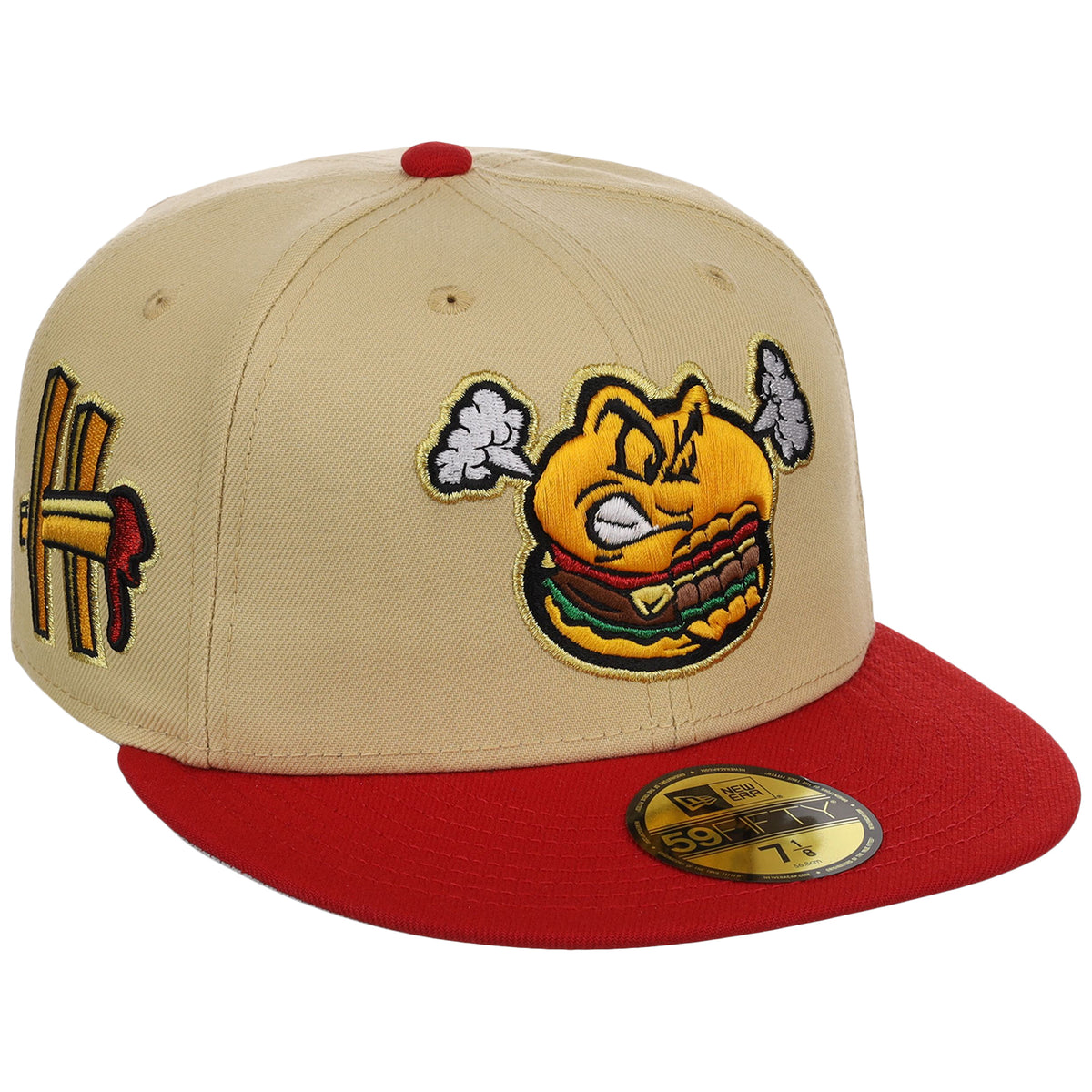 Hartford Yard Goats MiLB Burger Day New Era 59FIFTY (Gold/Red)