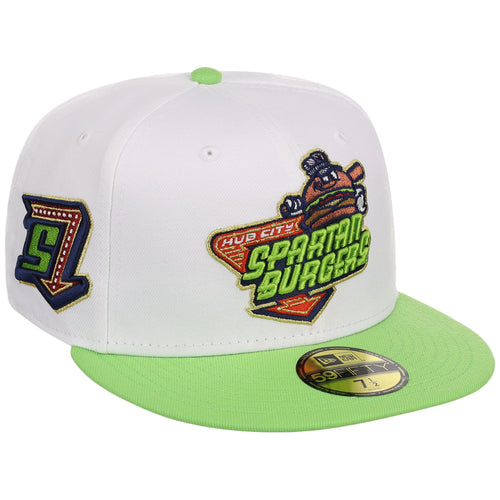 Hub City Spartanburgers MiLB Burger Day New Era 59FIFTY (White/Lime)