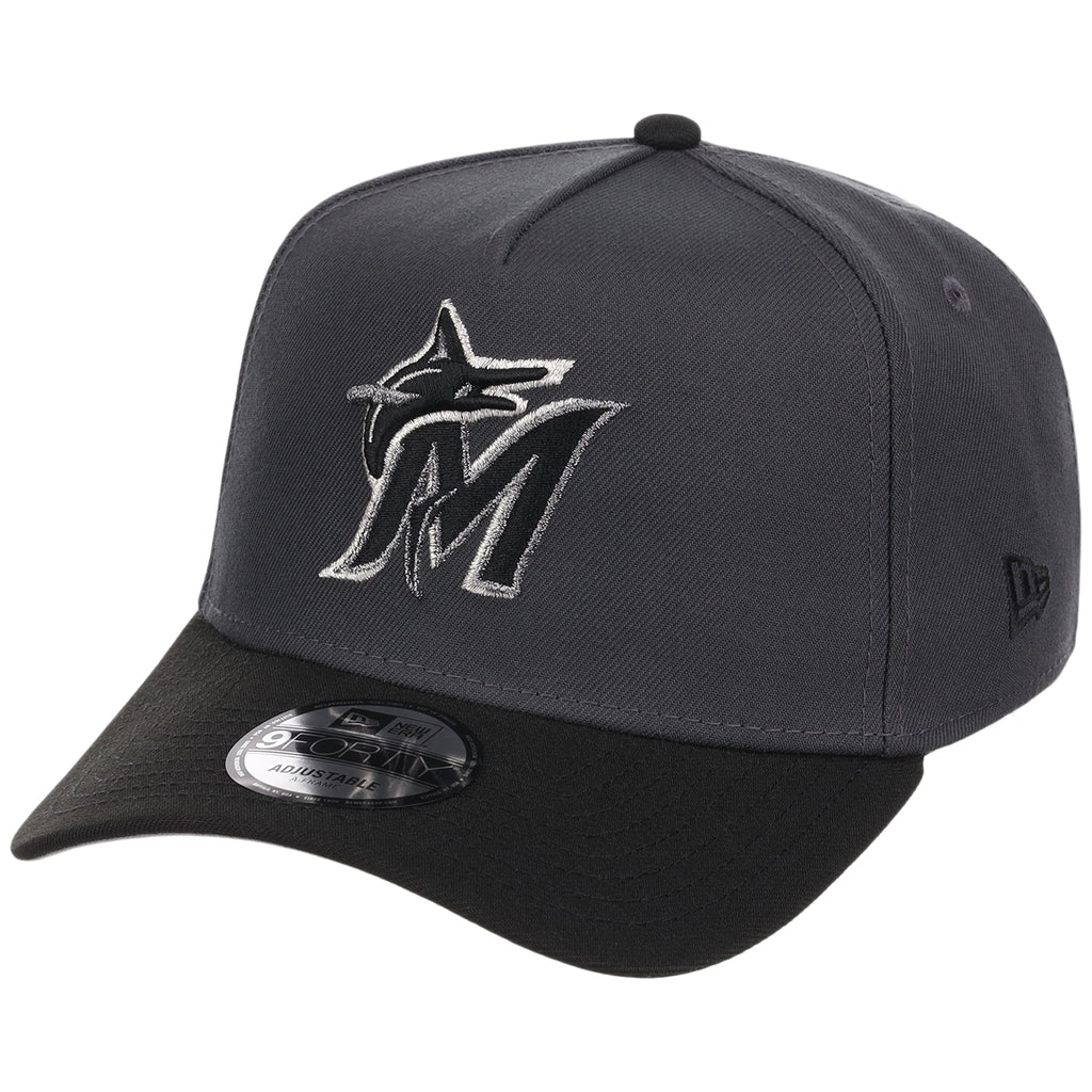 Miami Marlins MLB Graphite x Black FASHION CORE New Era 9FORTY A-Frame