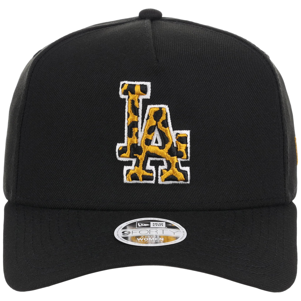 Los Angeles Dodgers Women's New Era 9FORTY Black x Cheetah A-Frame