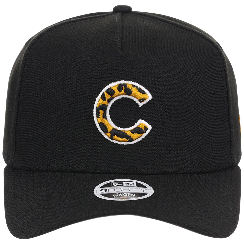 Chicago Cubs Women's New Era 9FORTY Black x Cheetah A-Frame