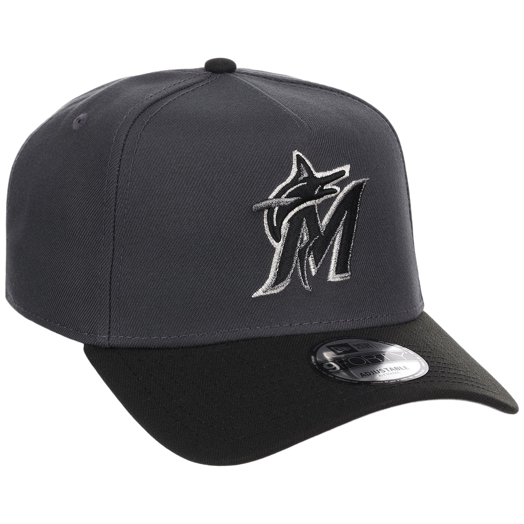 Miami Marlins MLB Graphite x Black FASHION CORE New Era 9FORTY A-Frame
