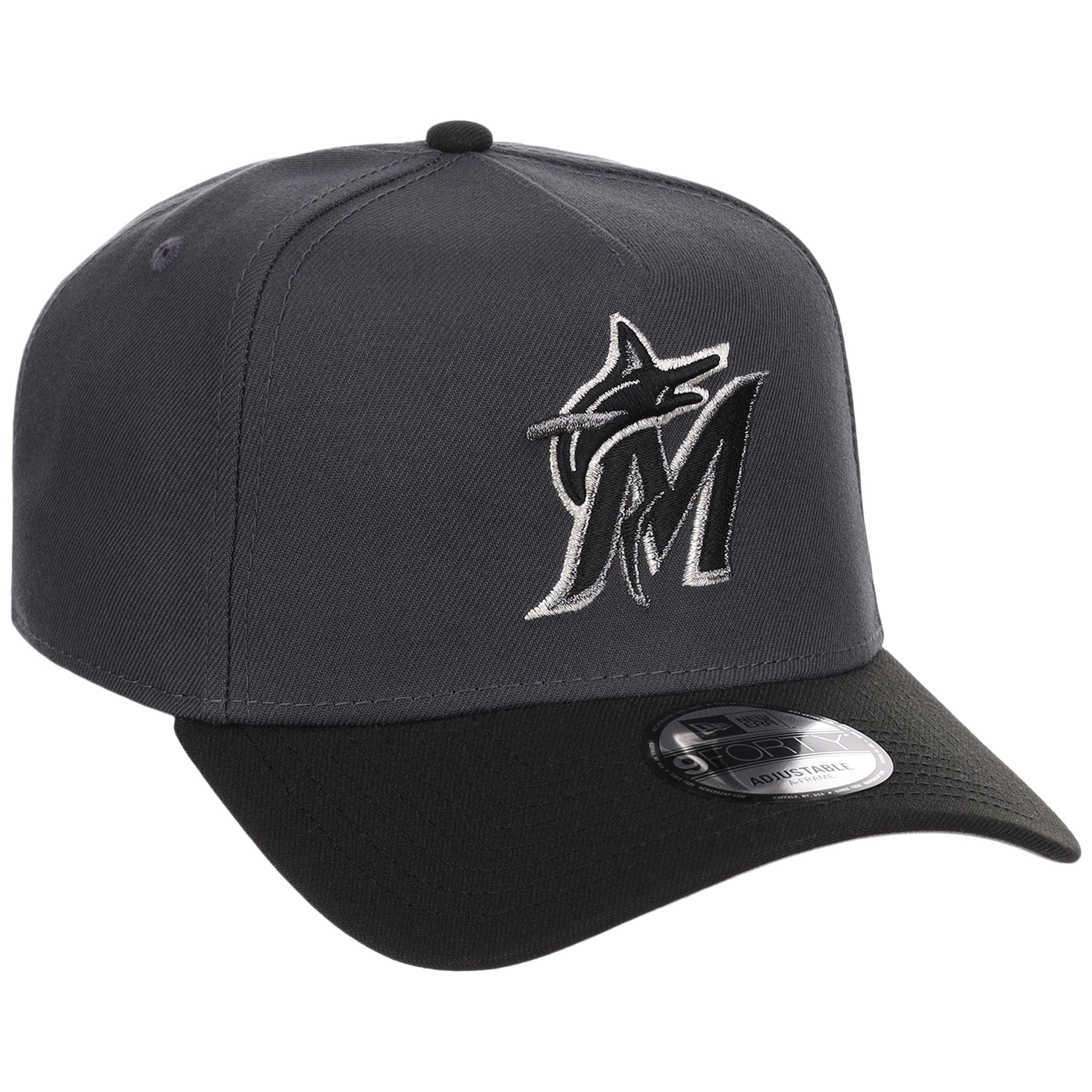 Miami Marlins MLB Graphite x Black FASHION CORE New Era 9FORTY A-Frame