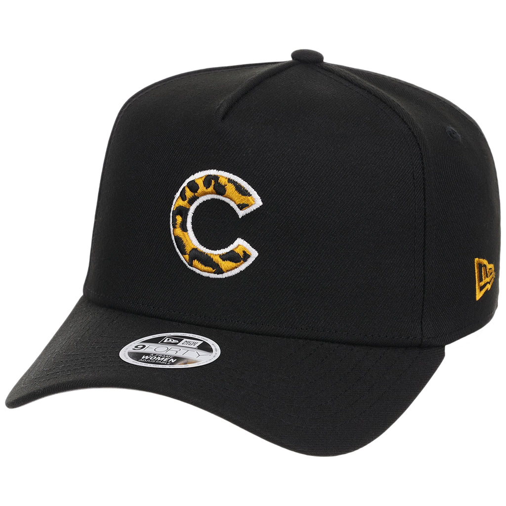 Chicago Cubs Women's New Era 9FORTY Black x Cheetah A-Frame