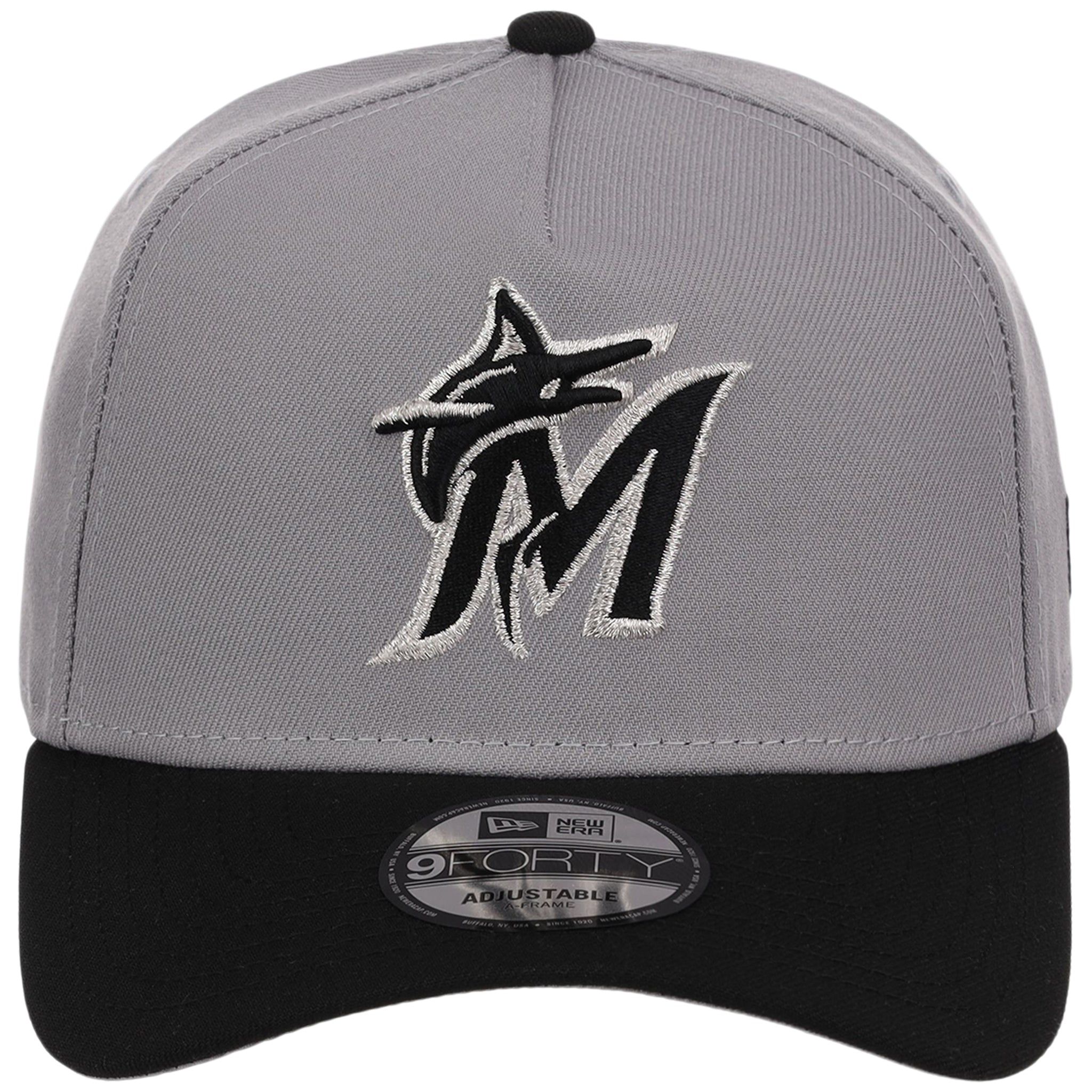 Miami Marlins MLB Gray x Black FASHION CORE New Era 9FORTY A-Frame
