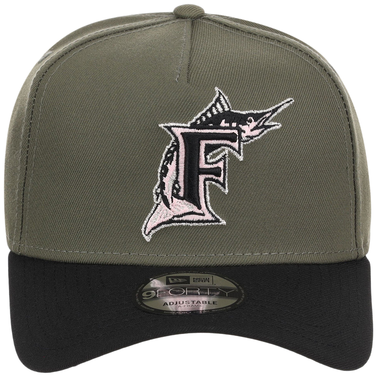 Miami Marlins MLB Olive x Black & Pink FASHION CORE New Era 9FORTY A-Frame