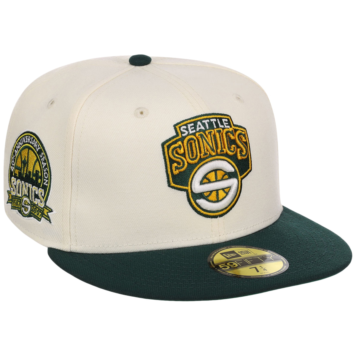 Seattle Supersonics NBA Chrome OTC New Era 59FIFTY (Chrome/Dark Green)
