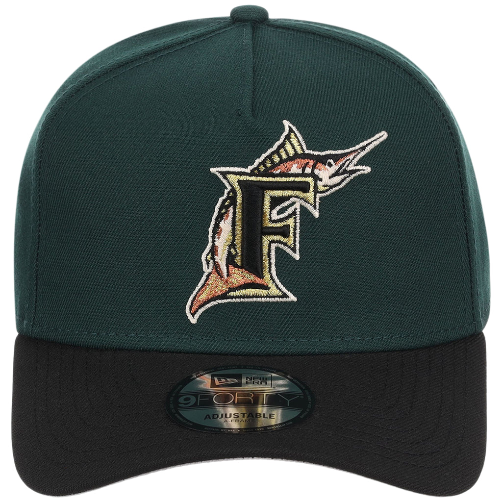 Miami Marlins MLB Dark Green x Black FASHION CORE New Era 9FORTY A-Frame