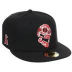 Anaheim Angels Crown the City New Era 59FIFTY Skull (Black/Black/Gray)