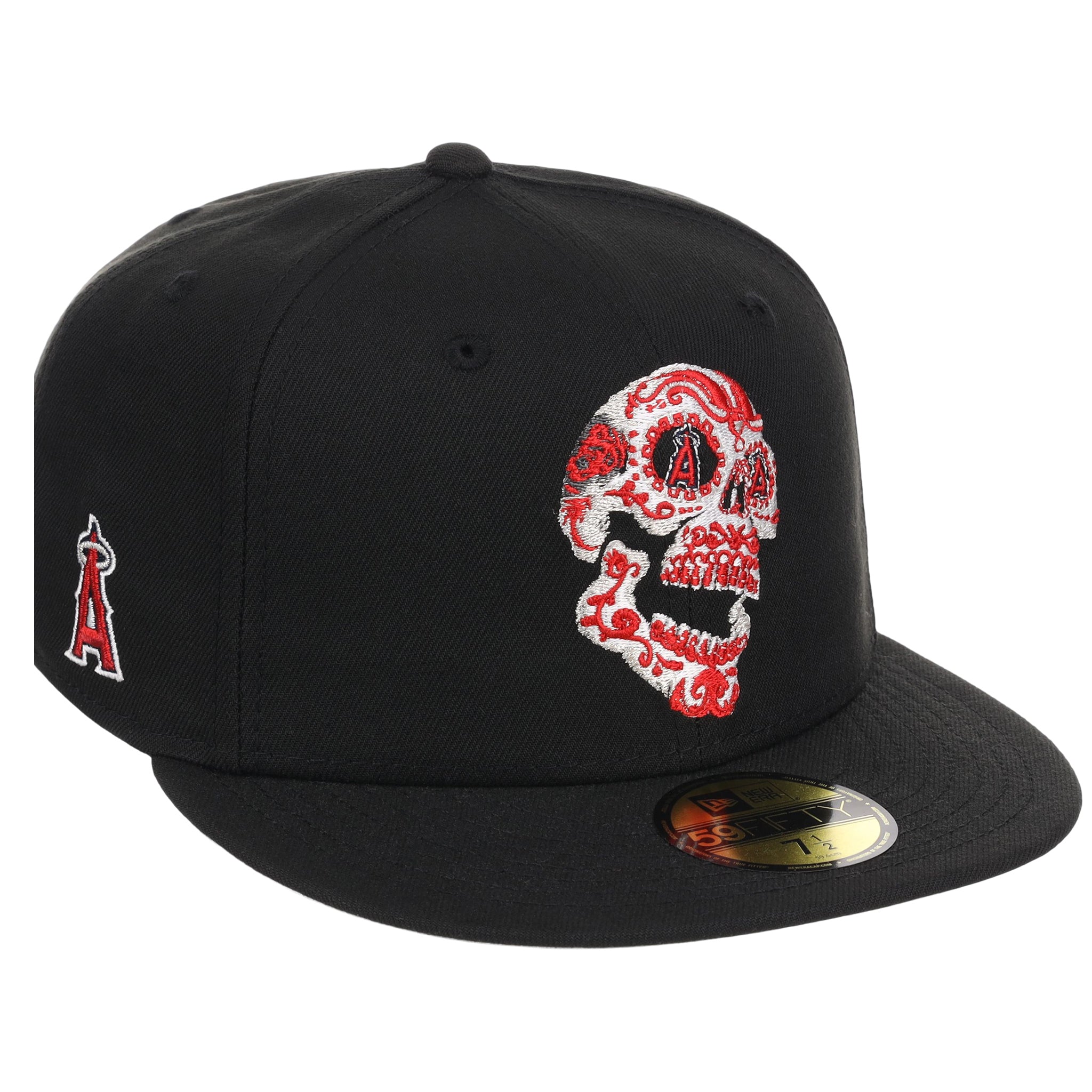 Anaheim Angels Crown the City New Era 59FIFTY Skull (Black/Black/Gray)