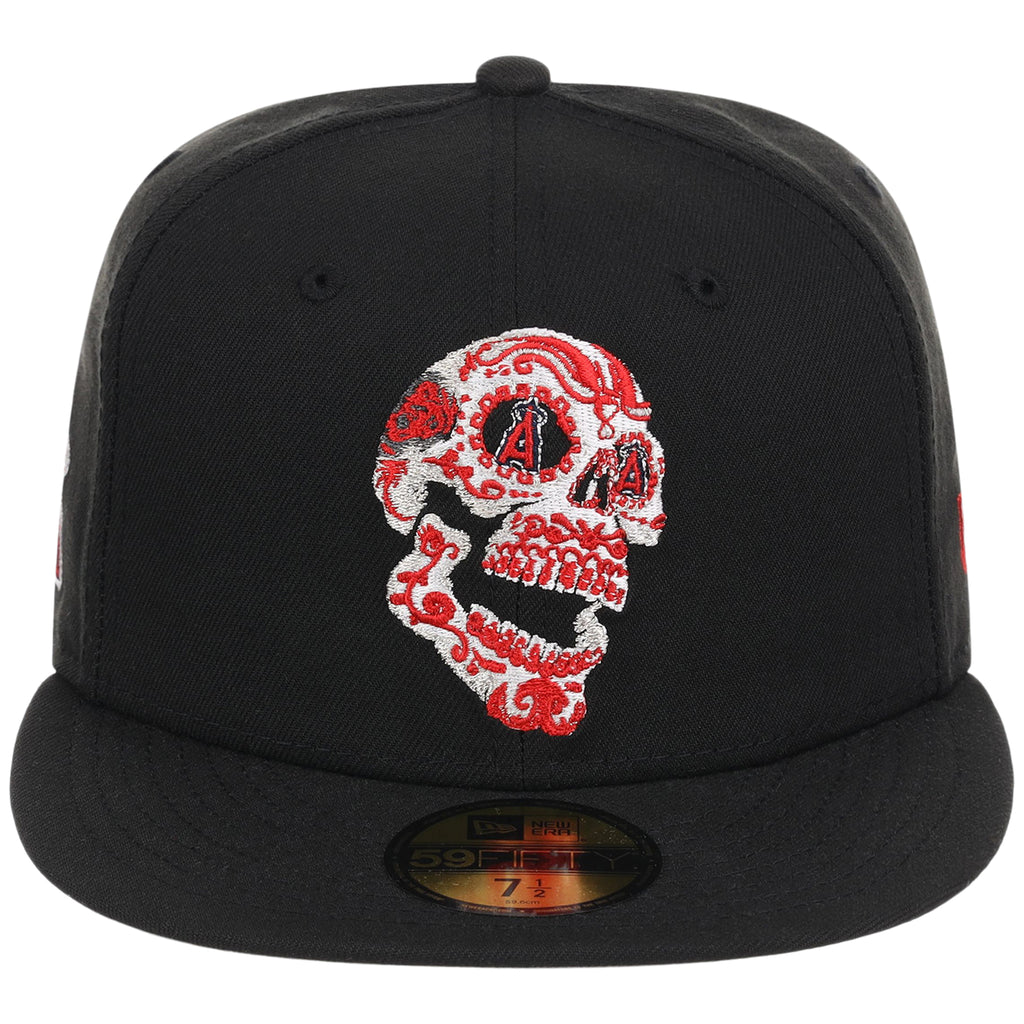 Anaheim Angels Crown the City New Era 59FIFTY Skull (Black/Black/Gray)