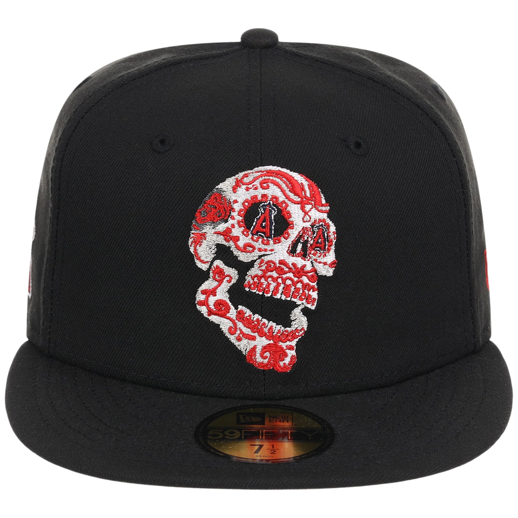 Anaheim Angels Crown the City New Era 59FIFTY Skull (Black/Black/Gray)
