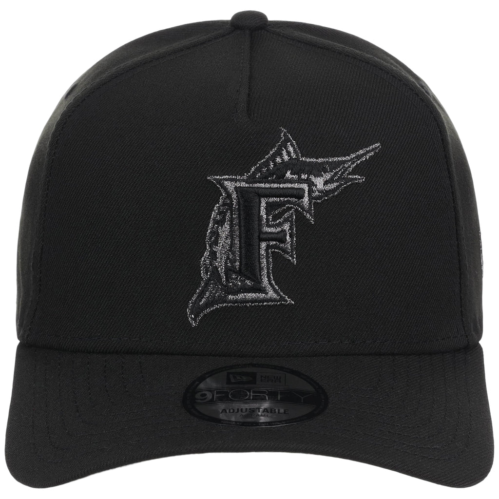 Miami Marlins MLB Black x Pewter FASHION CORE New Era 9FORTY A-Frame