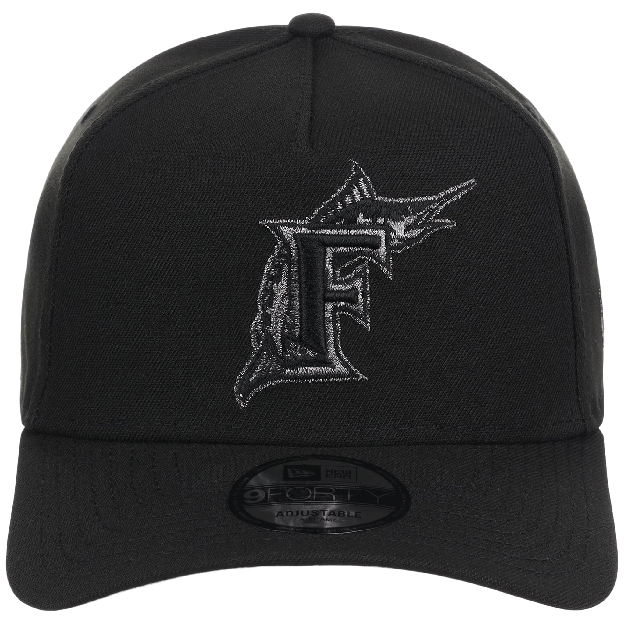 Miami Marlins MLB Black x Pewter FASHION CORE New Era 9FORTY A-Frame