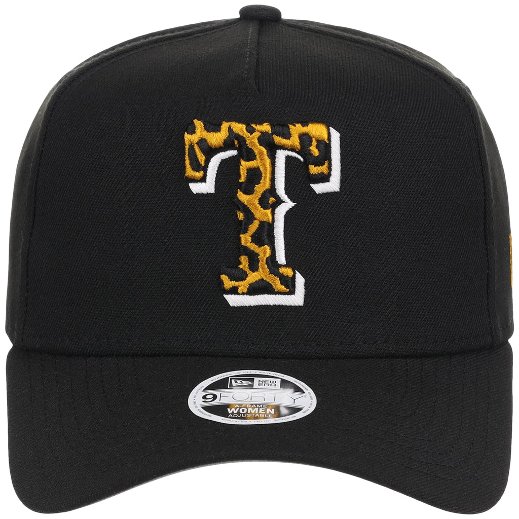 Texas Rangers Women's New Era 9FORTY Black x Cheetah A-Frame