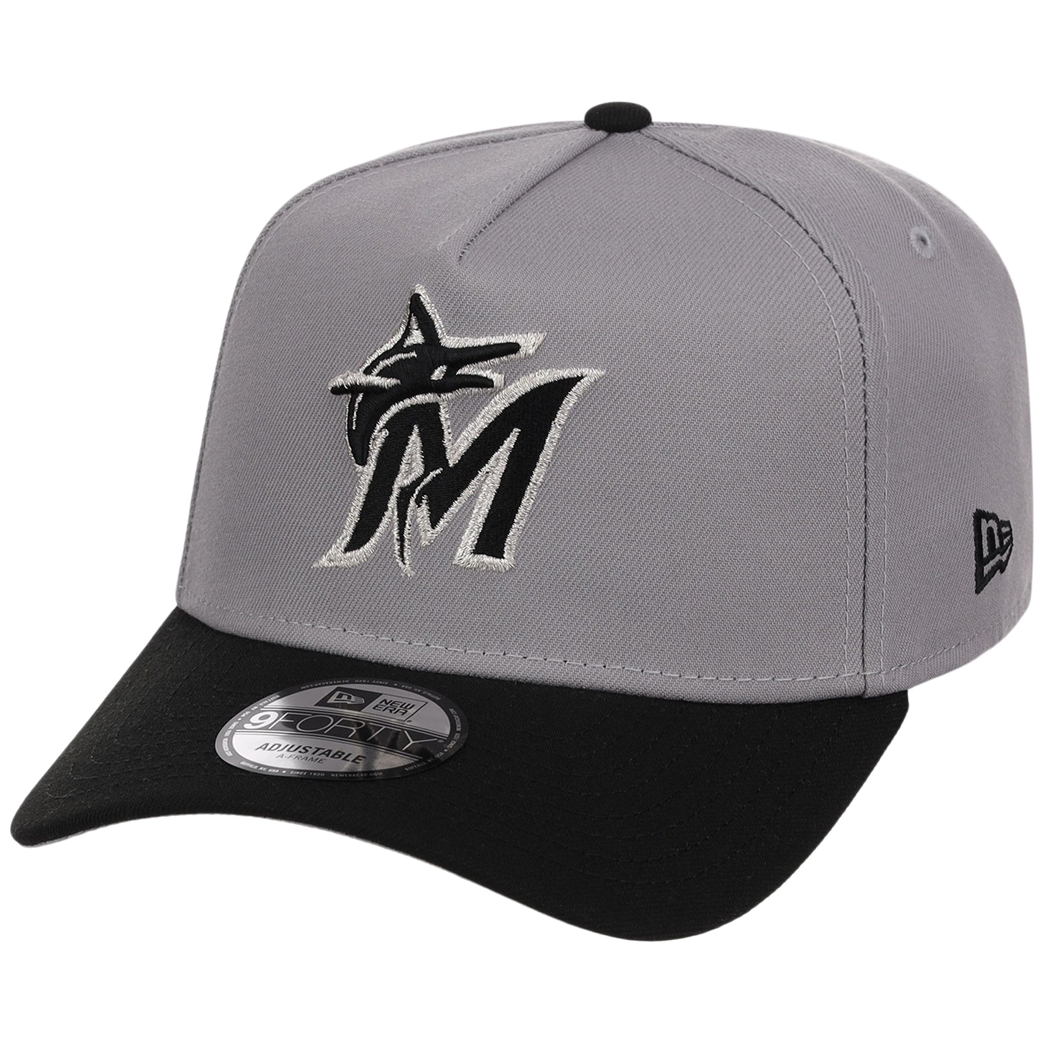 Miami Marlins MLB Gray x Black FASHION CORE New Era 9FORTY A-Frame