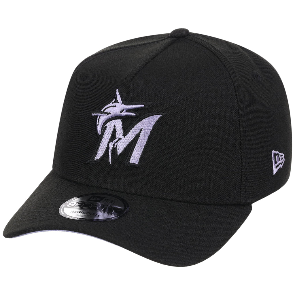 Miami Marlins MLB Black x Lavender FASHION CORE New Era 9FORTY A-Frame