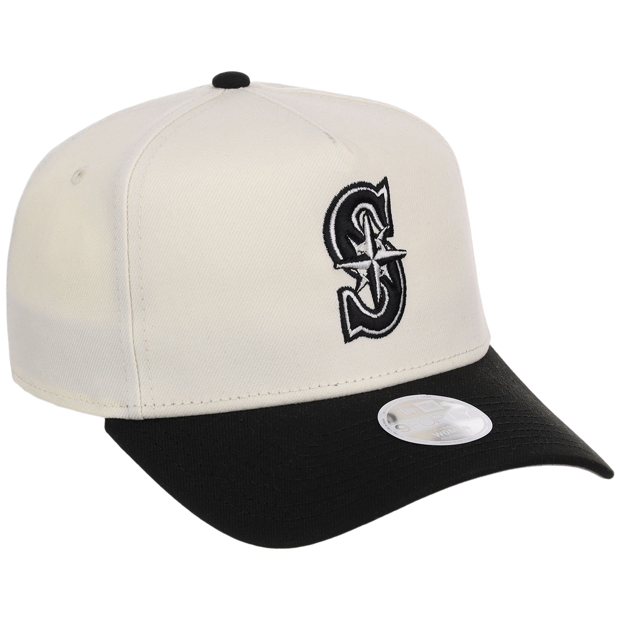 Seattle Mariners Women's New Era 9FORTY Chrome x Black A-Frame