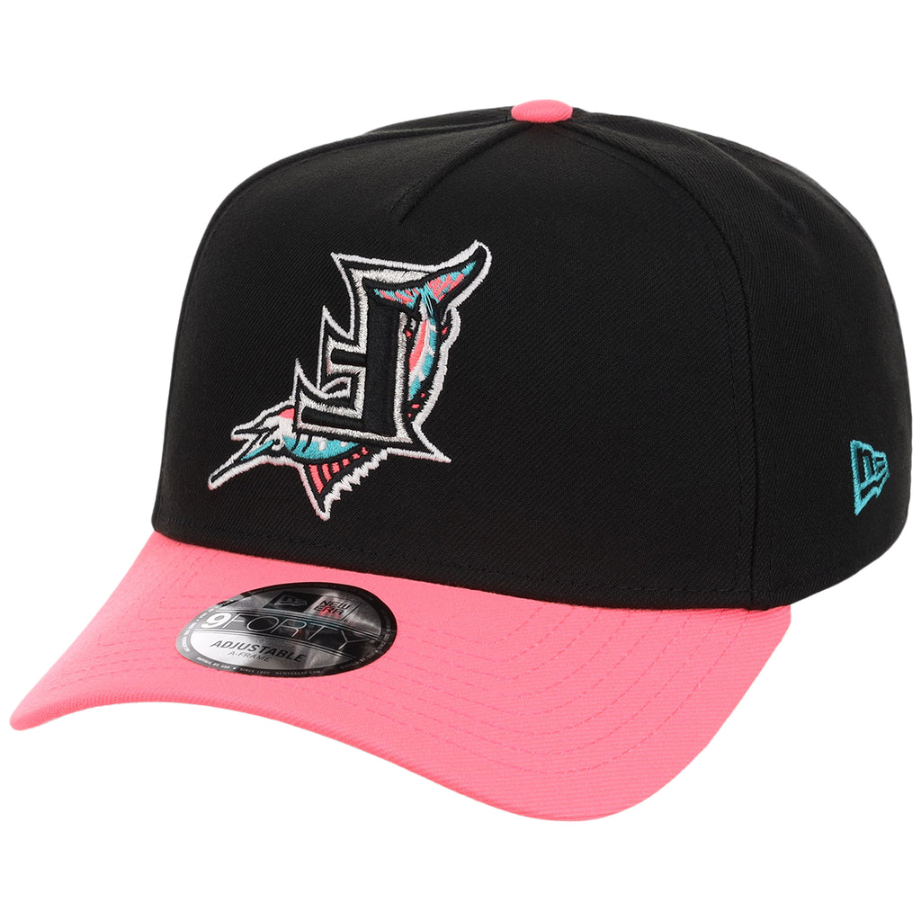 Florida Marlins MLB Flipmode 2.0 New Era 9FORTY A-Frame (Black/Pink/Gray)