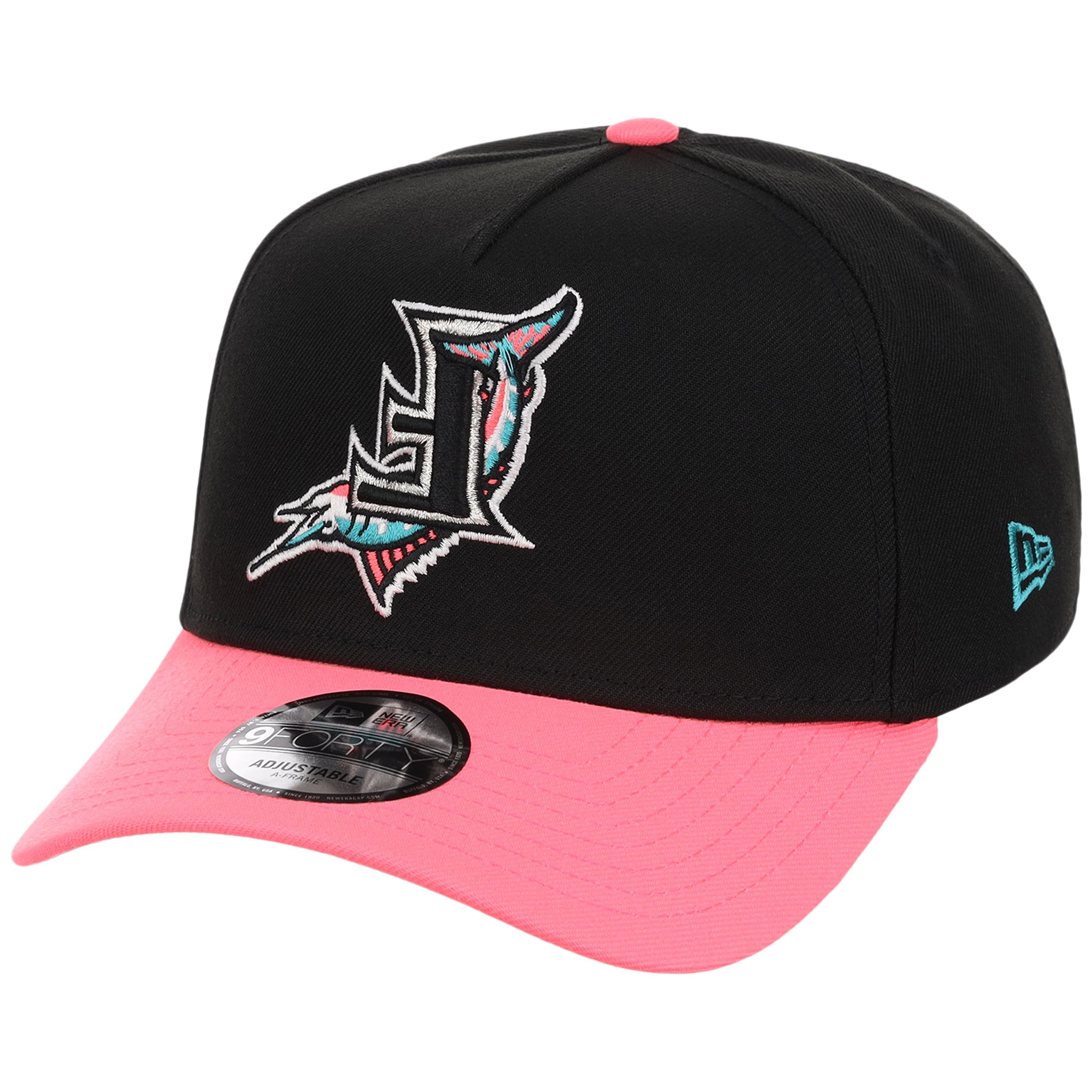 Florida Marlins MLB Flipmode 2.0 New Era 9FORTY A-Frame (Black/Pink/Gray)