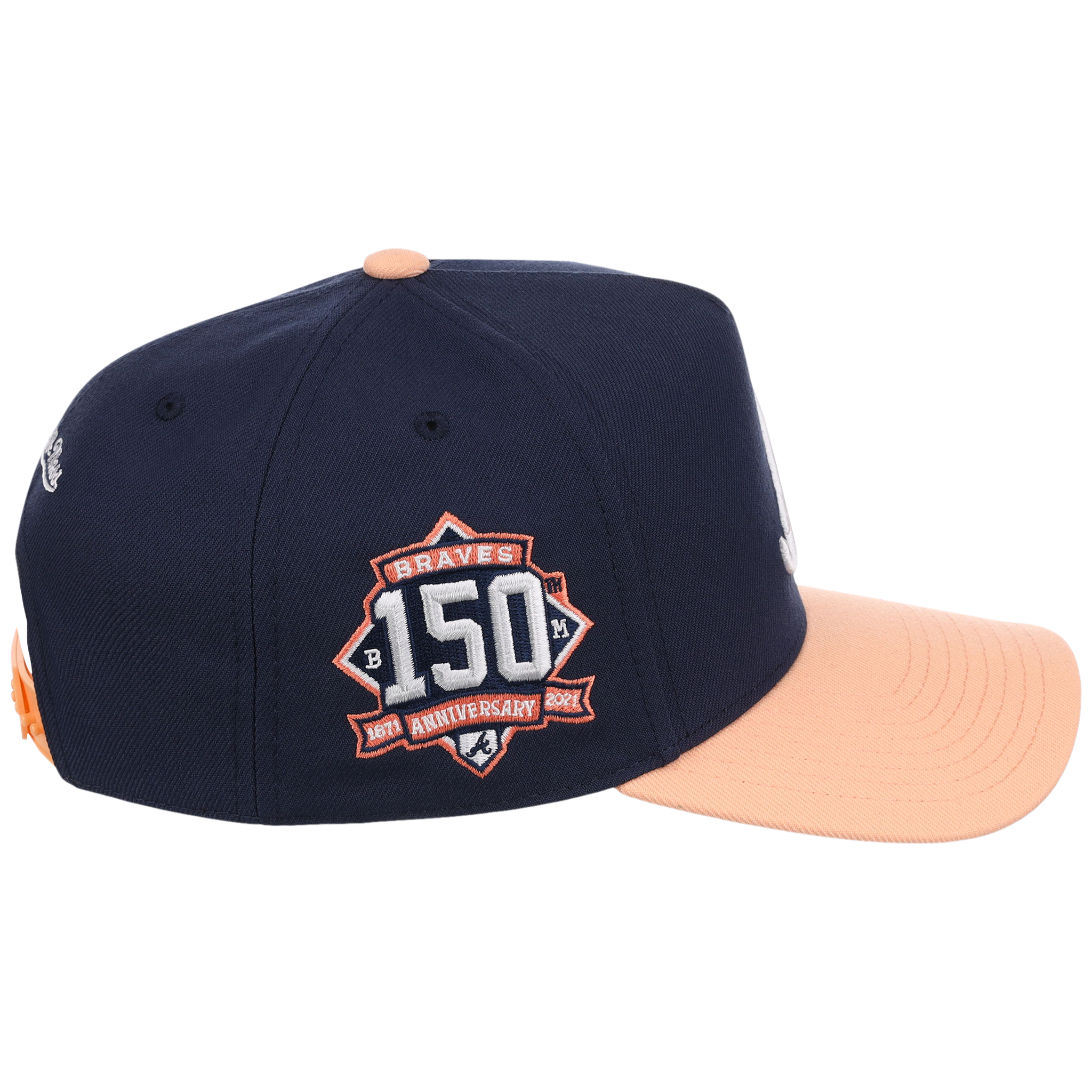 Atlanta Braves Mitchell & Ness MLB 'Era Flip' Heritage Series Pro Pinch - Navy/Peach