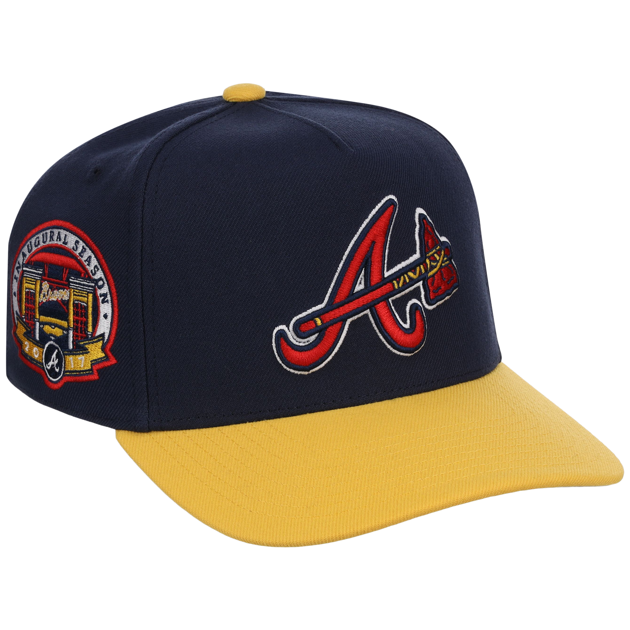 Atlanta Braves Mitchell & Ness MLB 'Era Flip' Heritage Series Pro Pinch - Navy/Yellow