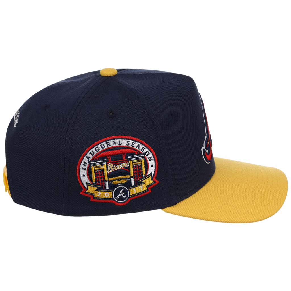 Atlanta Braves Mitchell & Ness MLB 'Era Flip' Heritage Series Pro Pinch - Navy/Yellow