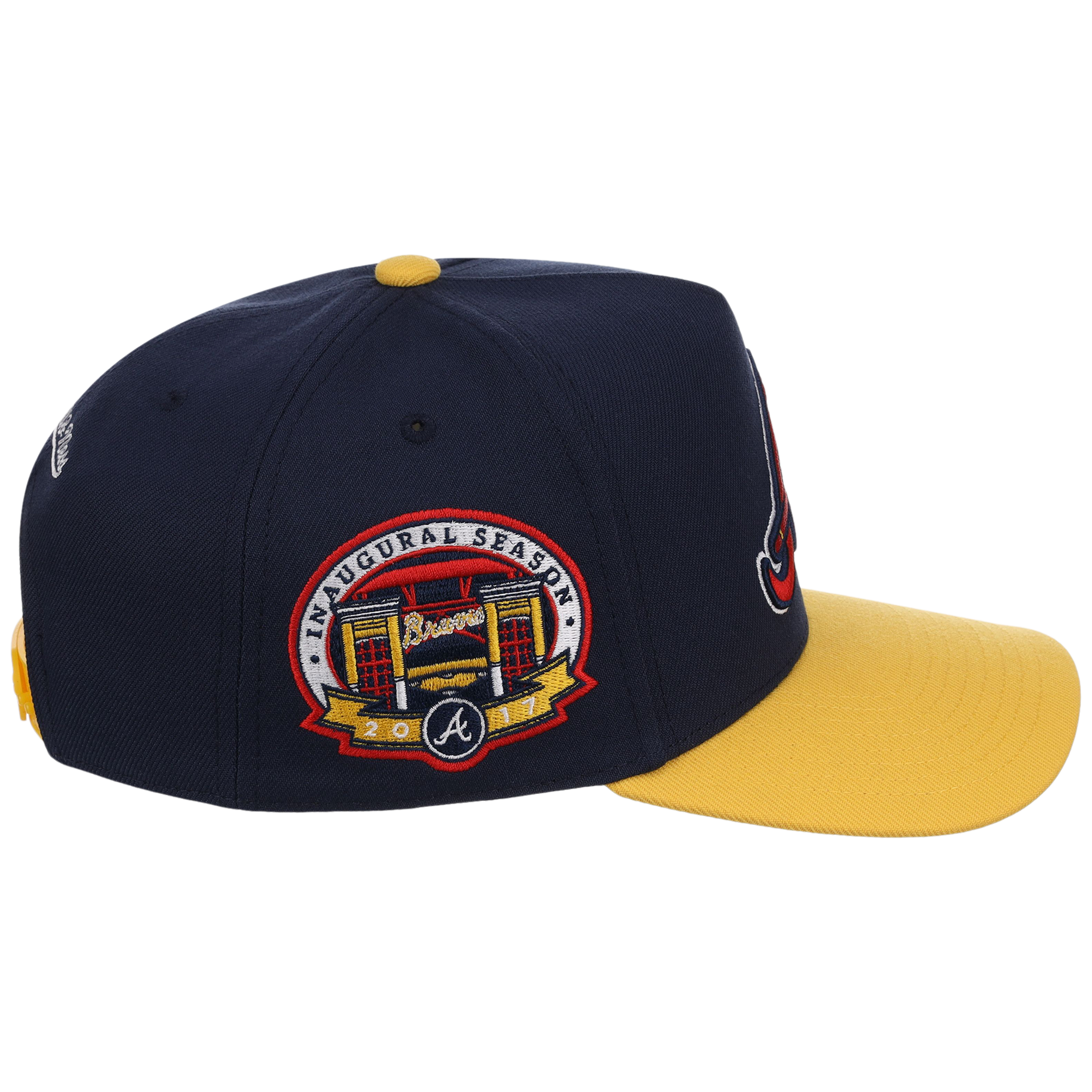 Atlanta Braves Mitchell & Ness MLB 'Era Flip' Heritage Series Pro Pinch - Navy/Yellow