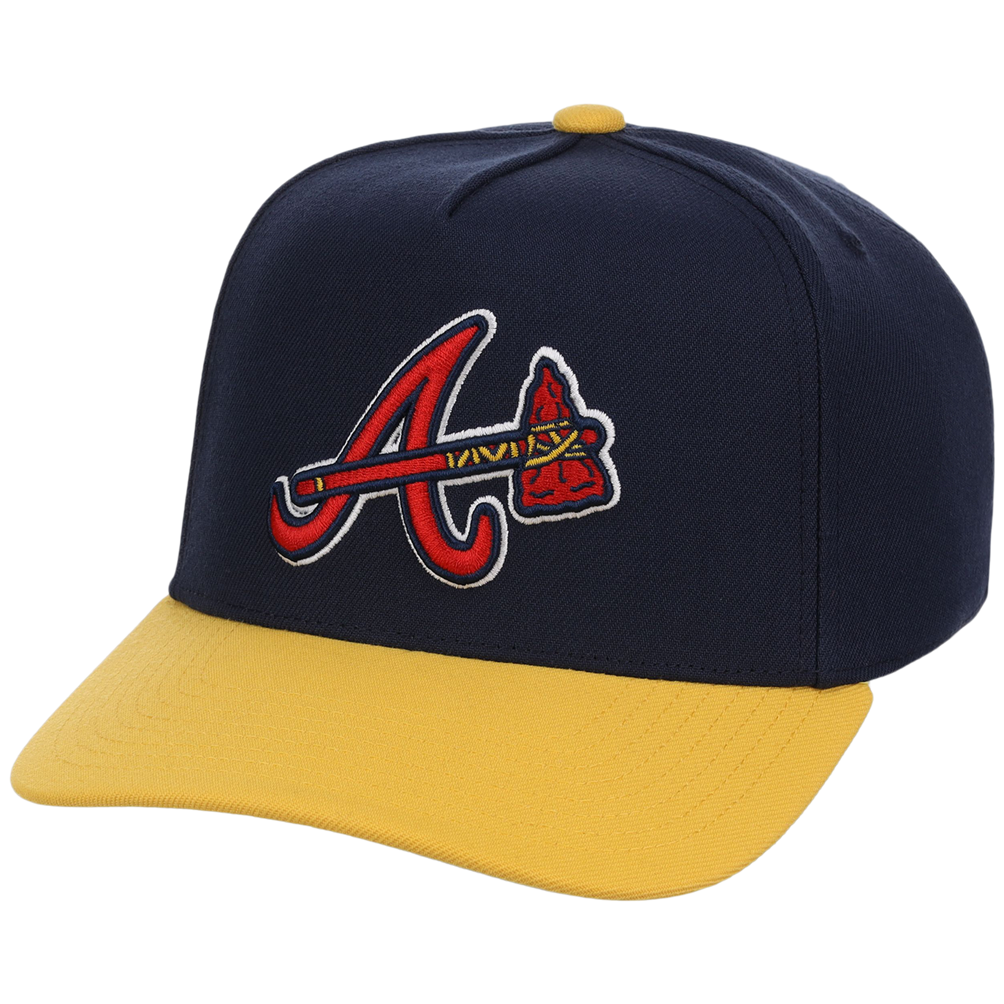 Atlanta Braves Mitchell & Ness MLB 'Era Flip' Heritage Series Pro Pinch - Navy/Yellow