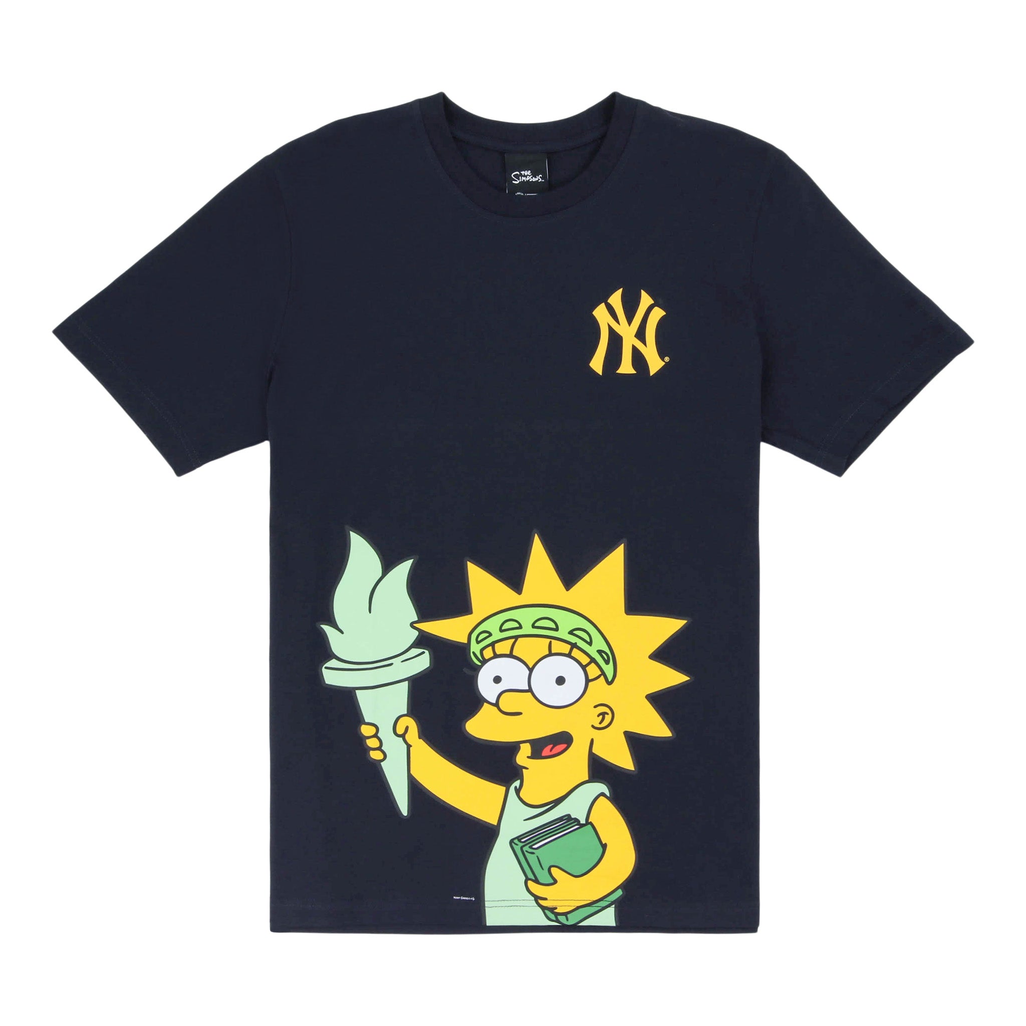 New York Yankees MLB Simpsons New Era T-Shirt - Localized - Lisa 'Statue of Liberty' Tee - Navy/Navy