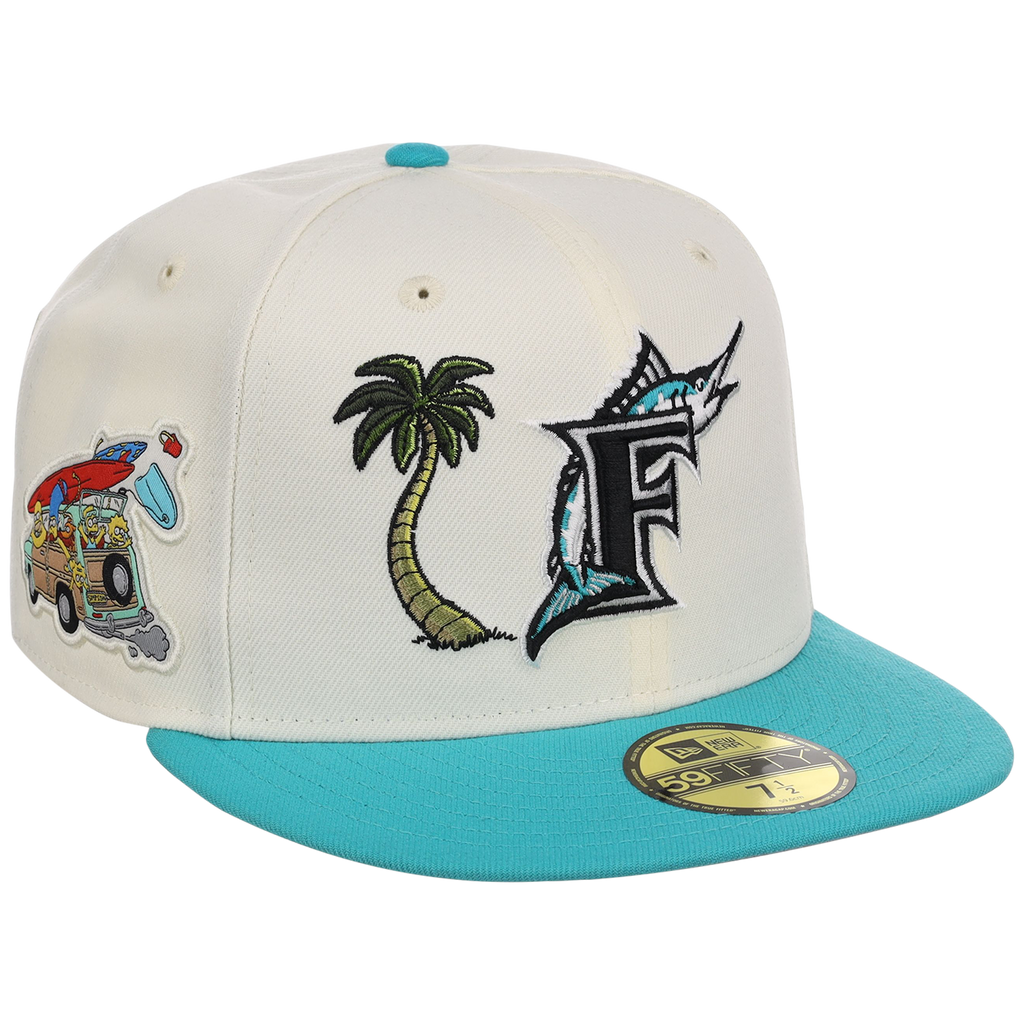 Florida Marlins MLB Simpsons Localized New Era 59FIFTY - Palm Tree - Chrome/Teal