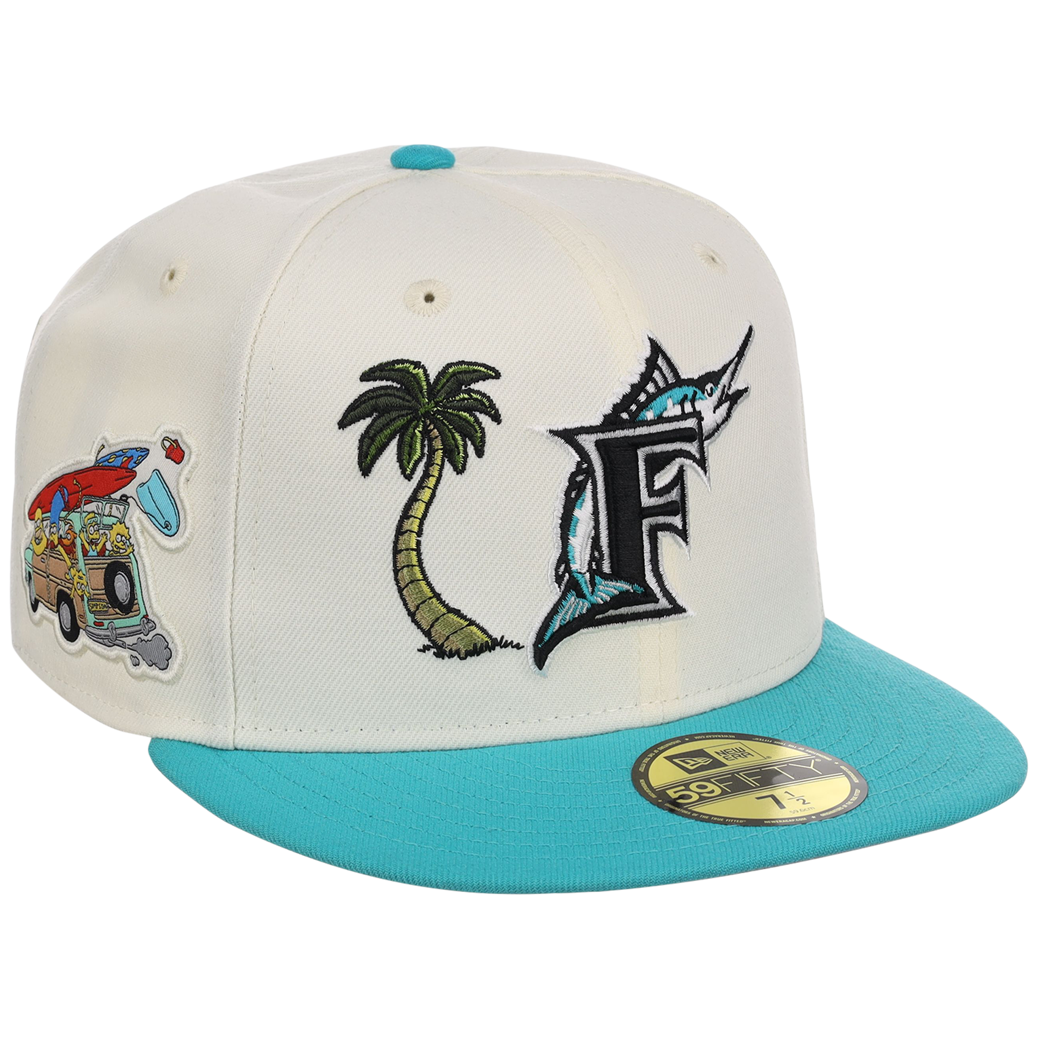 Florida Marlins MLB Simpsons Localized New Era 59FIFTY - Palm Tree - Chrome/Teal