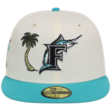 Florida Marlins MLB Simpsons Localized New Era 59FIFTY - Palm Tree - Chrome/Teal