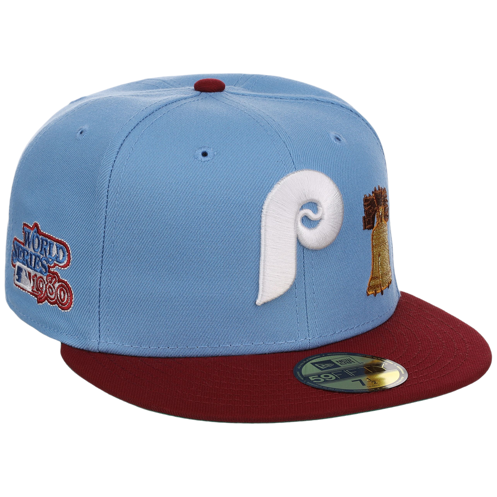 Philadelphia Phillies Philly Crown the City - Sky Bell New Era 59FIFTY (Sky/Maroon)