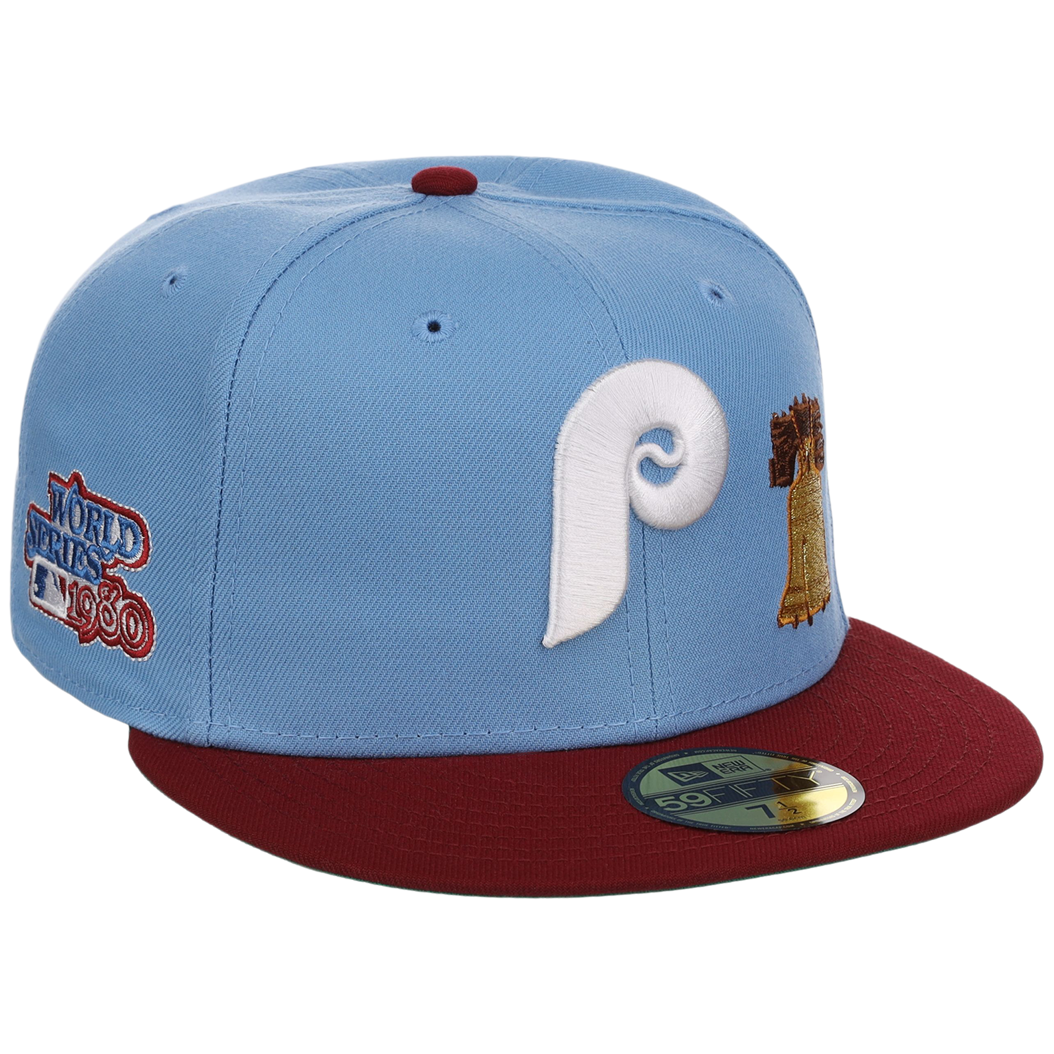 Philadelphia Phillies Philly Crown the City - Sky Bell New Era 59FIFTY (Sky/Maroon)