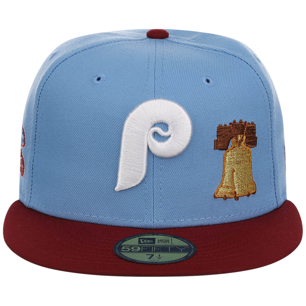 Philadelphia Phillies Philly Crown the City - Sky Bell New Era 59FIFTY (Sky/Maroon)
