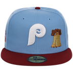 Philadelphia Phillies Philly Crown the City - Sky Bell New Era 59FIFTY (Sky/Maroon)