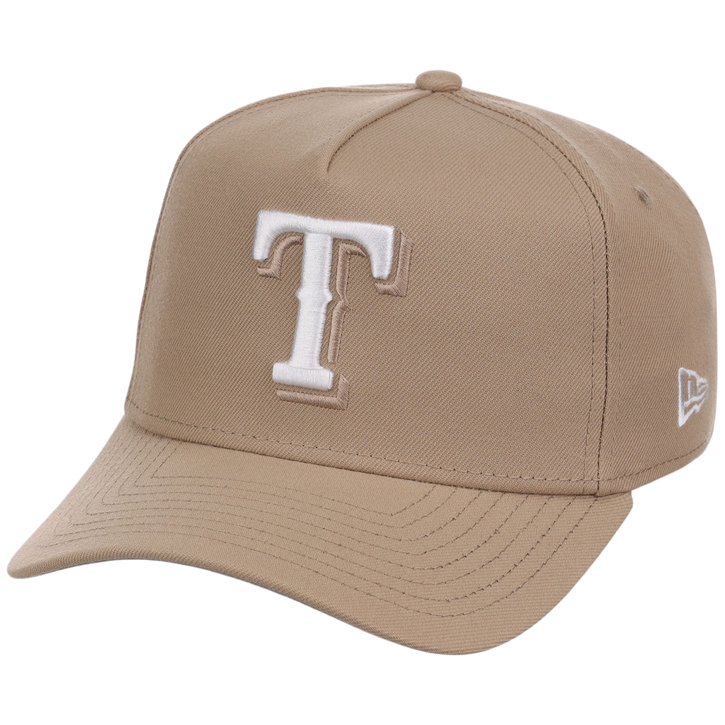 Texas Rangers Women's New Era 9FORTY Camel A-Frame